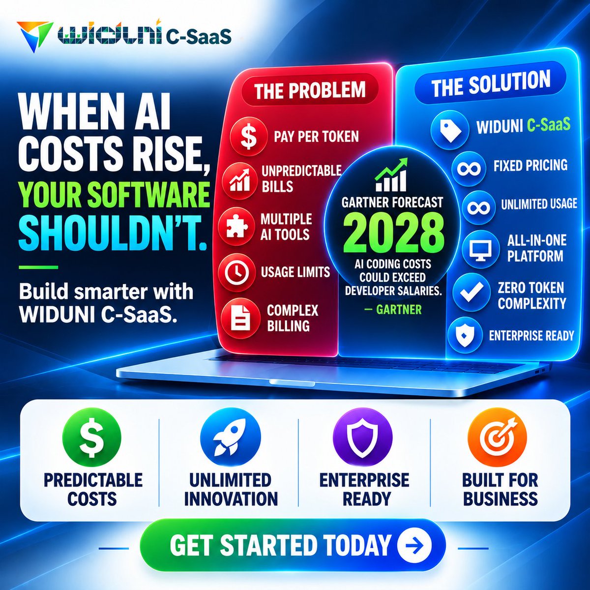 WIDUNI_C_SaaS's tweet photo. AI costs rising? Your software shouldn’t.
Choose predictable costs with WIDUNI C-SaaS.
Get started today: https://t.co/893wpyxefQ
For more details, DM us.
#WIDUNI #CSaaS #SaaS #TechInnovation https://t.co/hLAXPnsk8s