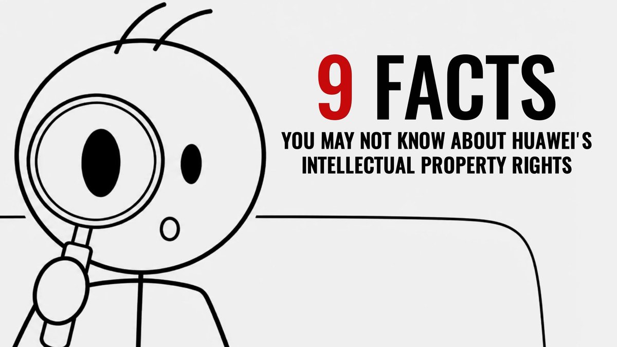 A cartoon character holding a magnifying glass appears alongside bold text reading "9 FACTS YOU MAY NOT KNOW ABOUT HUAWEI'S INTELLECTUAL PROPERTY RIGHTS." The image serves as a teaser graphic for an article highlighting Huawei's significant intellectual property portfolio and its new patent licensing deal with Qualcomm, visually inviting readers to explore lesser-known facts about the company's IPR value.