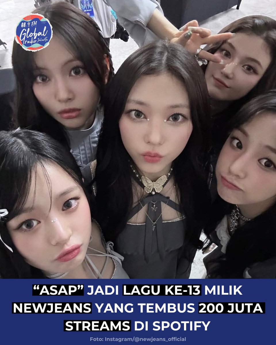884GlobalRadio's tweet photo. Rekor baru kembali dipecahkan @NewJeans_ADOR Global People🤩

Lagu “ASAP” dari NewJeans menjadi lagu ke-13 yang berhasil tembus 200 juta streams di @Spotify🙌🏻

#GlobalRadio #newjeans #kpop #bunnies #spotify https://t.co/QOnyWBd14F