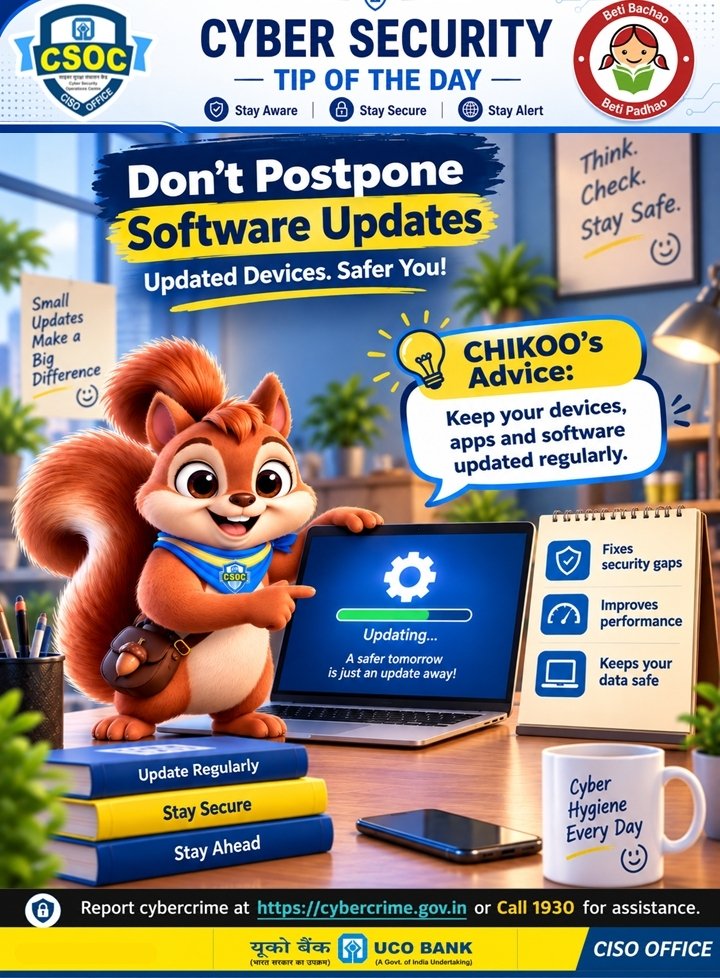 UCOBankOfficial's tweet photo. UCO Bank is observing October 2026 as NCSAM-2026 with the theme "Cyber Smart India: Secure Today, Resilient Tomorrow"

Stay Aware. Stay Safe. Stay Alert.

@UCOBankOfficial @NCSAM2026 #CyberHygieneEveryDay #SecureDigitalIndia #StaySafeOnline #DigitalSafety #CyberSecurity @DFS_India  #CyberSwachhtaKendra #CyberSmartIndia #UCOgoesDigital