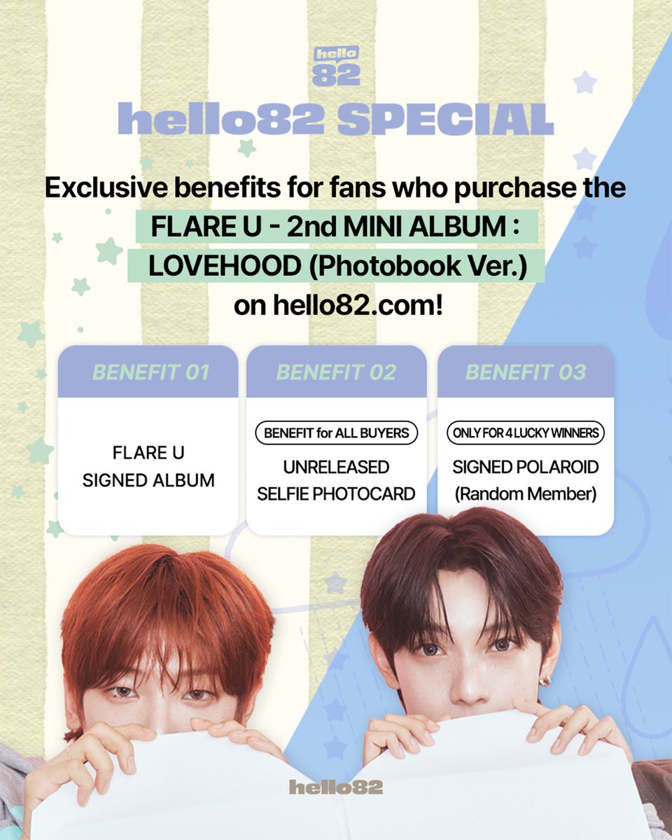 hello82shop's tweet photo. [🚨] SIGNED ALBUM ✍

FLARE U - 2nd MINI ALBUM : LOVEHOOD (Photobook Ver.) (Random)

🎁 hello82 Exclusive selfie photocard (1 random of 4)
📸 Signed Polaroid for 4 lucky draw winners
📅 ~ While supplies last

PRE-ORDER NOW! ⬇
🔗https://t.co/gREykAKdYv

@flareu_official
#FLAREU #플레어유 #LOVEHOOD #hello82