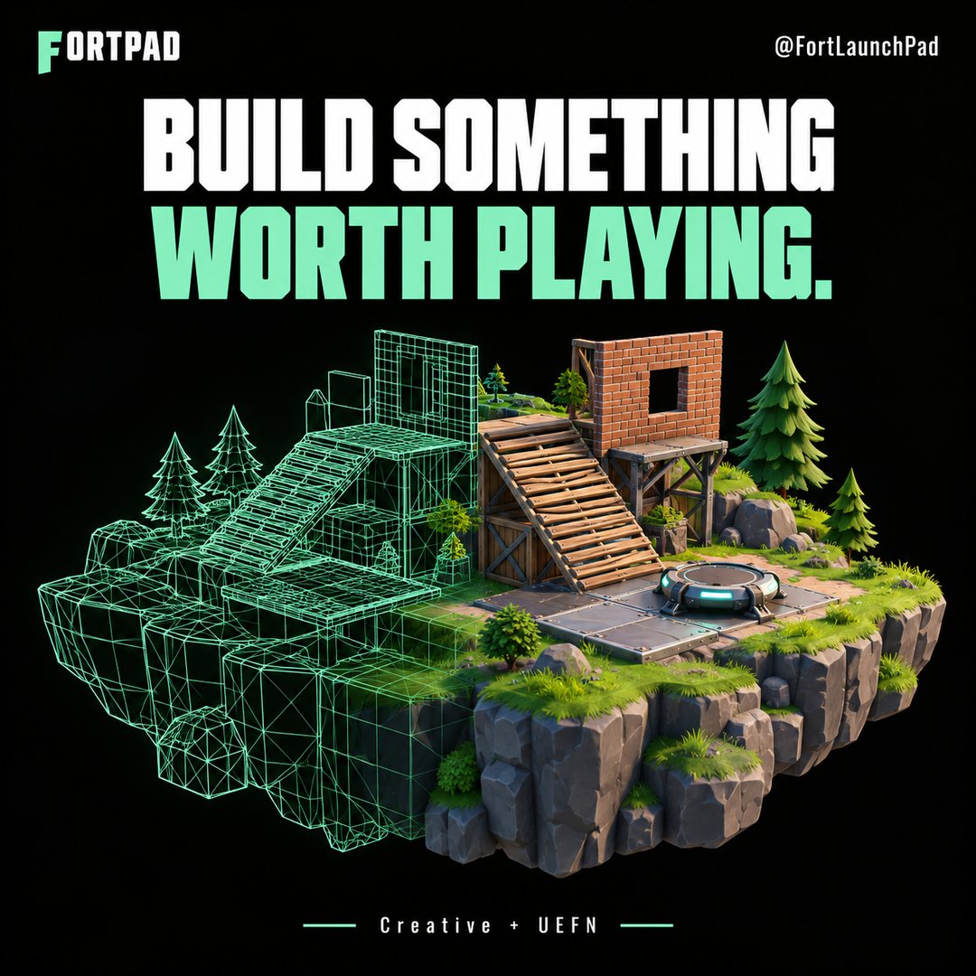 FortLaunchPad's tweet photo. Build something worth playing.

Create your island in Fortnite Creative or UEFN. Publish through Epic's Creator Portal. Bring its public island code to FortPad.

The game comes first. Everything else starts with people wanting to play it. https://t.co/THgwKETfhY