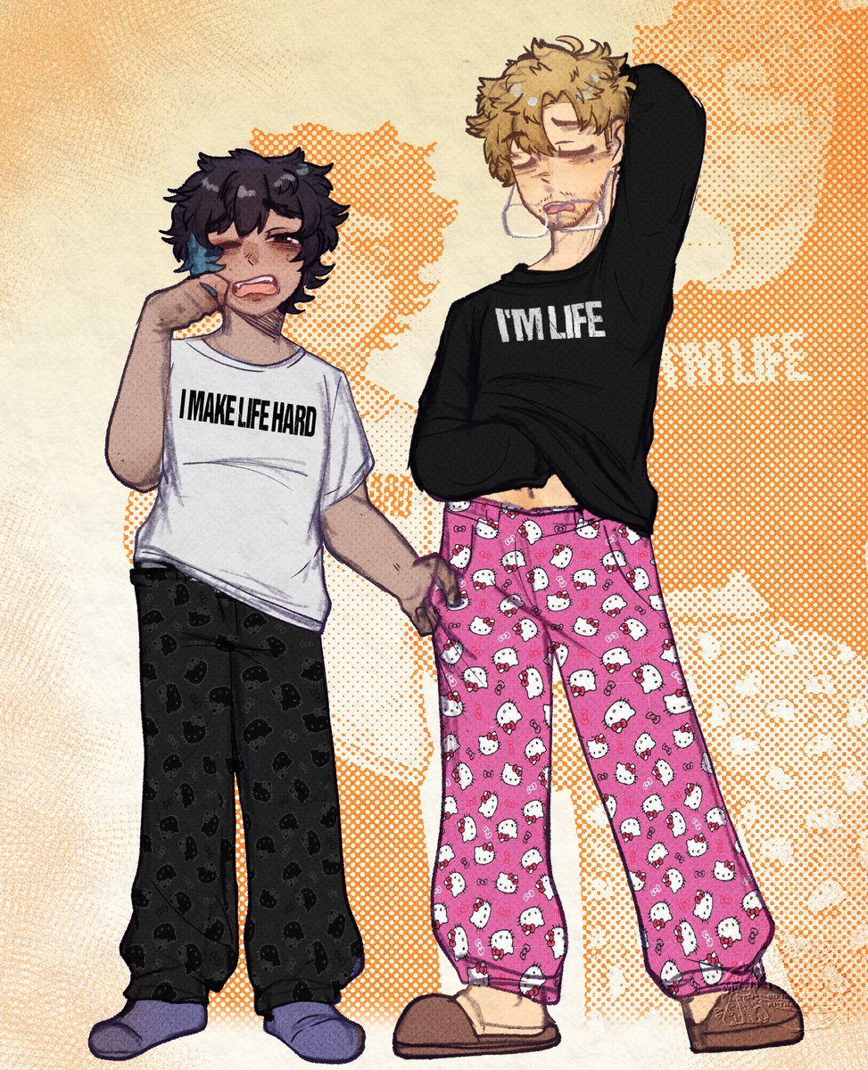 ActuallyN3mu's tweet photo. Yumetober Day 6  : Pajamas

 🦊 : -sigh- Where did you get these pajamas? 
🦝: mmm? Don't you like them?   

#elisyumetober2026 #Artspace 🦊🦝 https://t.co/UW3eBOsEpw