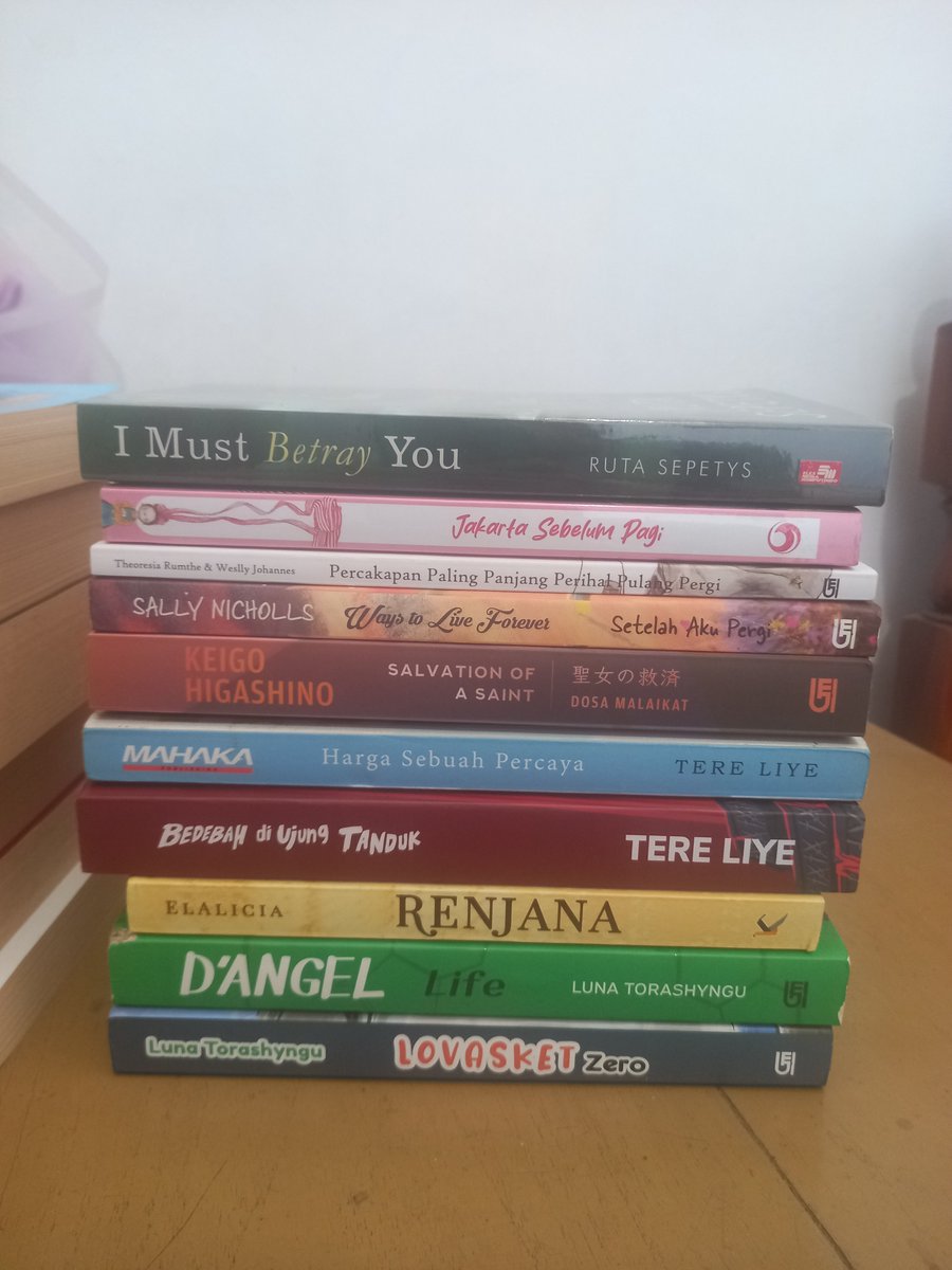perlefairy's tweet photo. #WTS NOVEL PRELOVED 

Rembulan Tenggelam di Wajahmu 25k
Harga sebuah percaya 25k
Lovasket zero 25k
D'angel life 20k
Renjana 40k
Bedebah di ujung tanduk 40k
Percakapan paling panjang perihal pulang pergi 25k
Jakarta sebelum pagi 50k 
I Must Betray You 50k 
Sagaras 40k https://t.co/sABkcse7yz