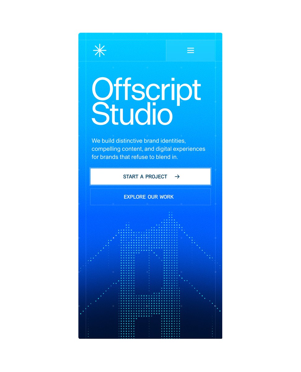 uidesign_studio's tweet photo. Hero direction settles on a cyan-to-navy field, with white type held clear above the dotted structure.

by @simoom_design
https://t.co/ekUINbsG6Z https://t.co/fkthjNjMuY