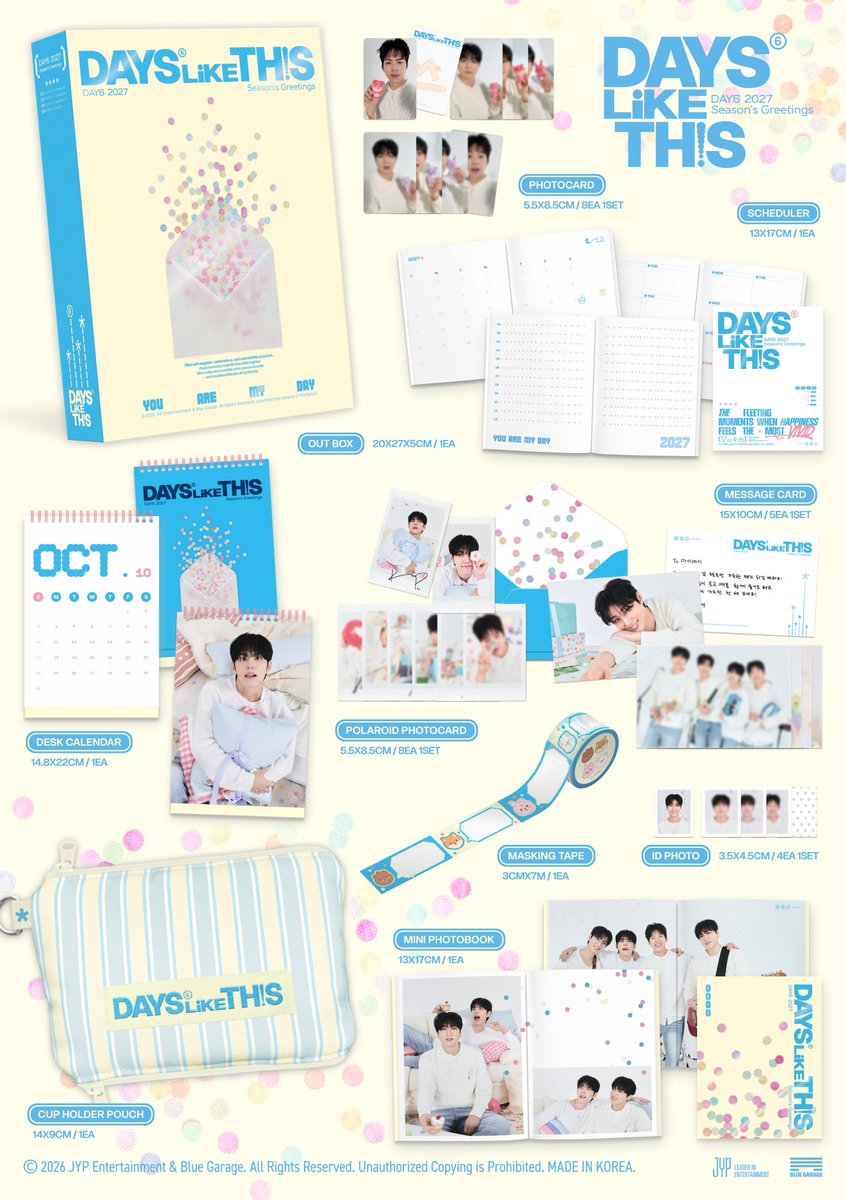 day6official's tweet photo. DAY6 (데이식스) 2027 Season’s Greetings [DAYS LIKE THIS] 🩵

🍀 PRE-ORDER OPEN
26.10.06 TUE 14:00 - 10.14 WED 23:59 (KST)

FANS SHOP 🔗 https://t.co/SaIv1zIM6c
YES24 🔗 https://t.co/QHTTR6foID
알라딘 🔗 https://t.co/ed5TNz3Z2d
Ktown4u 🔗 https://t.co/9vuGiY9mJF
MusicKorea 🔗 https://t.co/SVUbjjohh5
MUSICPLANT 🔗 https://t.co/p16rl9z21m
APPLE MUSIC 🔗 https://t.co/MlMMmojYrP
WITHMUU 🔗 https://t.co/rRjUIRQhzh
DEAR MY MUSE 🔗 https://t.co/3IfUmrvpNh
KPOP TOGETHER 🔗 https://t.co/NPfQZIuRY0
SOUNDWAVE 🔗 https://t.co/Mug6LWwE7L
EVERLINE 🔗 https://t.co/h1EmaMzi9m
MAKESTAR 🔗 https://t.co/Wuh7tdbk5l

#DAY6 #데이식스
#DAY6_DAYS_LIKE_THIS
#2027SEASONSGREETINGS