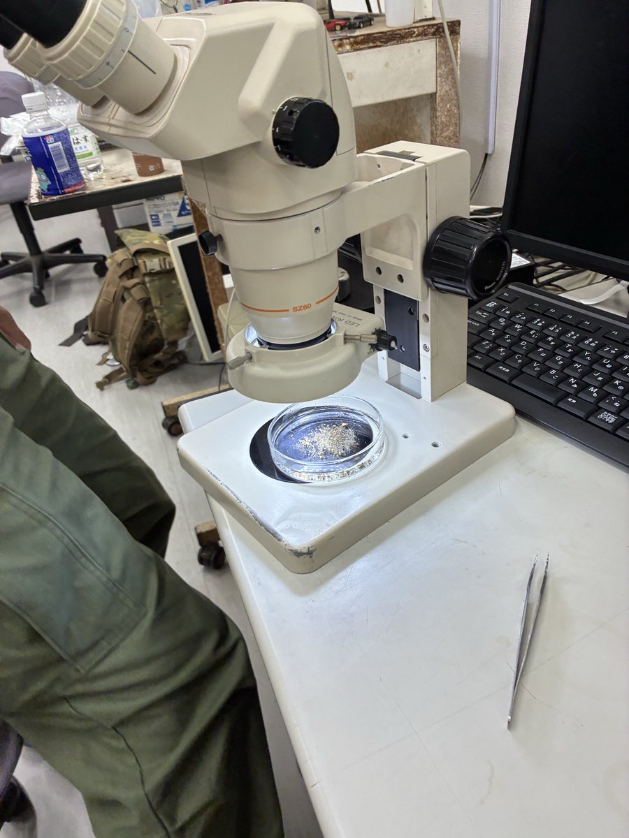 y_kobae's tweet photo. アライヘルメットの千徳さんから土の中の菌根菌の菌糸を調べる方法を教えてもらいました。

これをうちの研究室でもルーチンに回していく予定です。

千徳さん
ありがとう！ https://t.co/UUEj9uNYuY