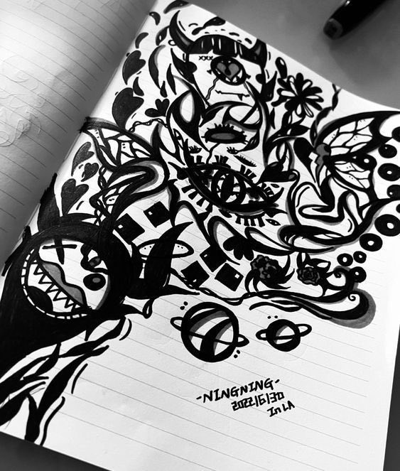 imnotningning's tweet photo. ningning using her own drawings for her birthday party poster 🥰 she is the coolest i love this so much https://t.co/h34eOXNmgu