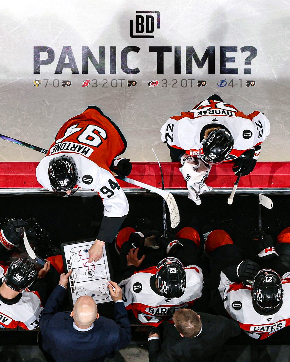 BarDown's tweet photo. The Flyers are winless through four games and outscored 17-5 to begin the season...

Is it time to panic in Philadelphia? 🔔😬 https://t.co/mQPn2BG8gM