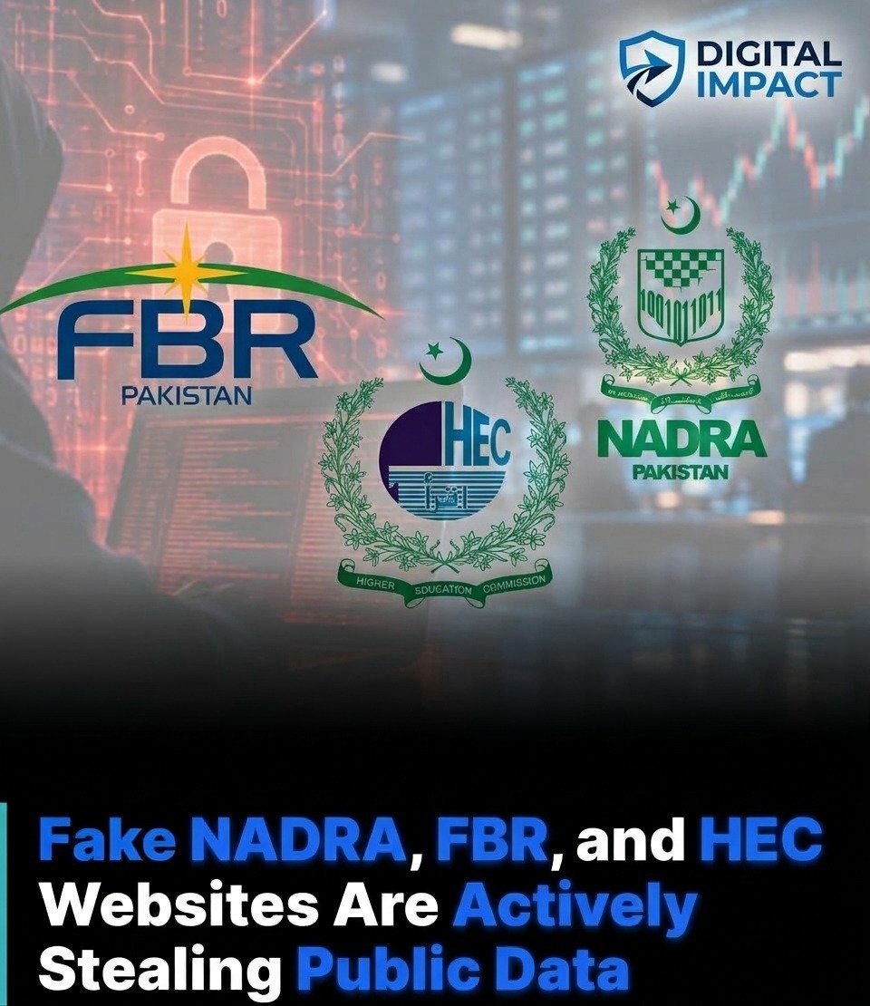 DigitalImpactt's tweet photo. Never enter personal details on unverified links
#Pakistan #CyberSecurity #NADRA #FBR #HEC #DataPrivacy #ScamAlert #DigitalImpact #StaySafeOnline #CyberCrime #PublicSafety #ViralNews https://t.co/ZysR1jcSrr