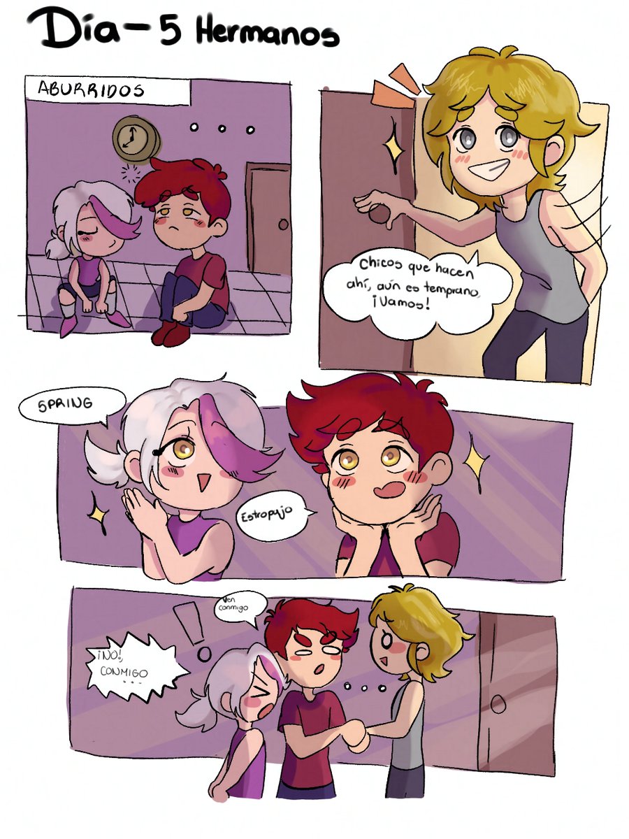 Yanettzilla's tweet photo. Día 5-  Hermanos. 

Siempre me gustó la idea de que fueran hermanitos y Sprin su mejor amigo de ambos. Lo quieren mucho.

#fnafhstober2026 #fnafhs #fhs https://t.co/26ZSWgNiPf