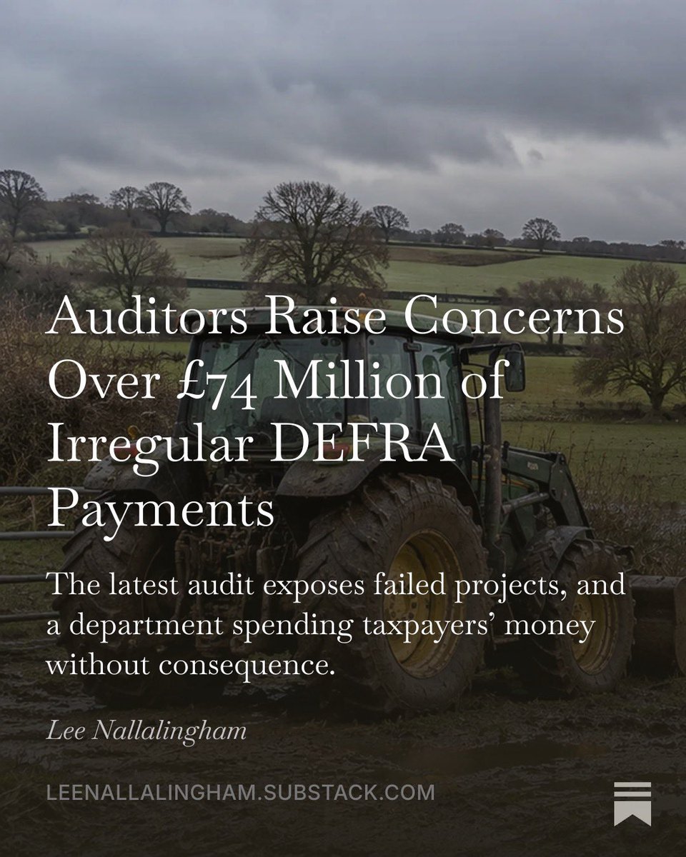 LNallalingham's tweet photo. 🚨 Why are auditors questioning £74 MILLION of payments made by DEFRA?

I went through its latest audit to find out.

They have some questions to answer. 

Read here: https://t.co/65IexBtD49 https://t.co/iAd80tYLEC