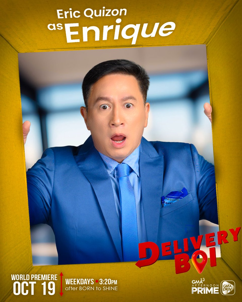gmanetwork's tweet photo. The big boss of Pedβs Extra Delivery. Sa kanya, business is always personal! πΌ
Abangan si #EricQuizon bilang ENRIQUE ALDOMOVAR sa #DeliveryBoi, ngayong October 19 na sa GMA Afternoon Prime! π΅π¨ https://t.co/DosNTsH00e