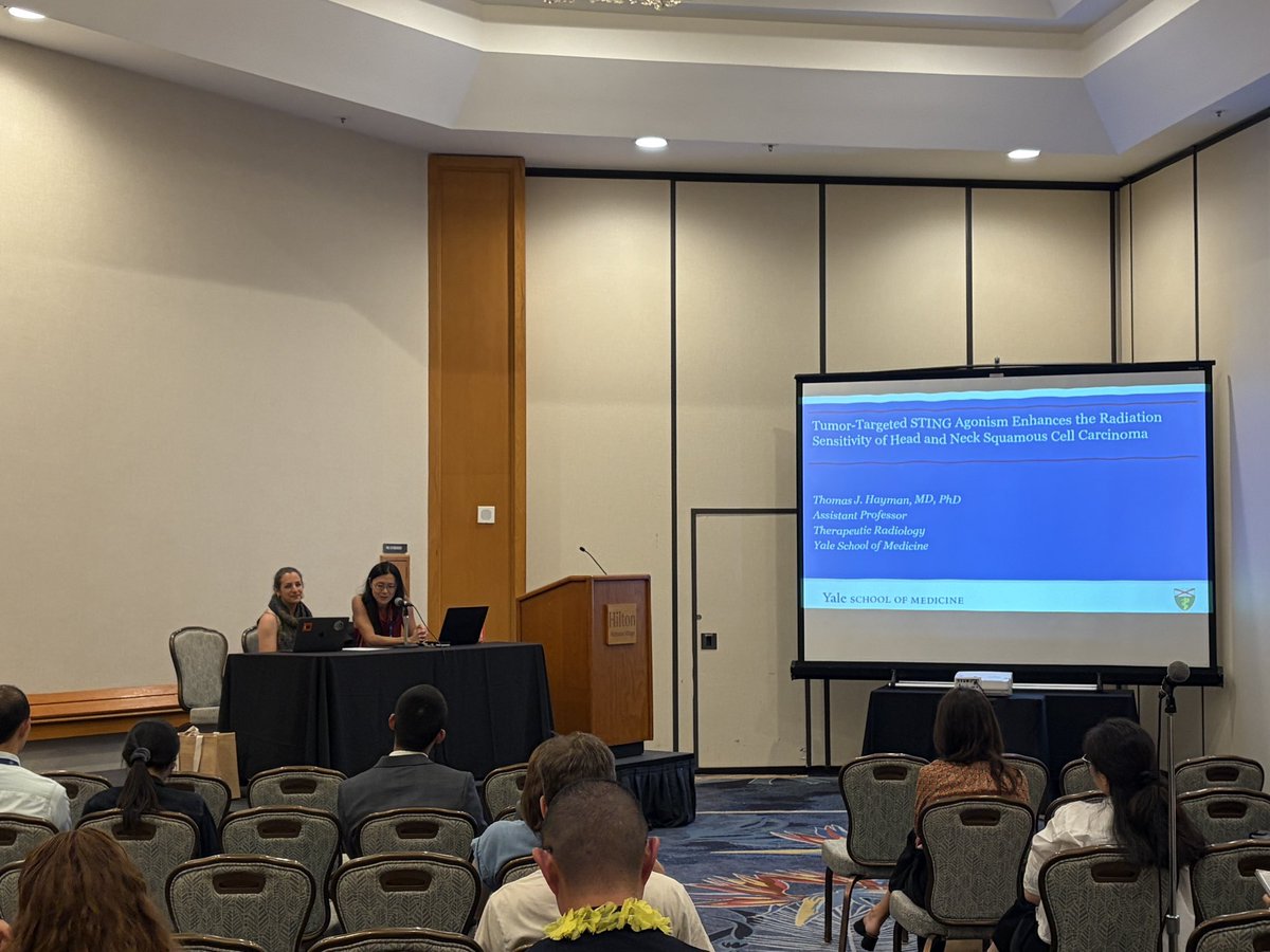 TeWilliamsMD's tweet photo. @yunroseli lab from @COH_RadOnc sharing exciting spatial data in PrCa radiotherapy models with CAR-T and patient tissue.  Well done Dr. Anzules!  Also, Dr. Li chairing a session on metabolic reprogramming &amp; microenvironmental adaptation after RT, all at the same ⏰. #radbio #RRS https://t.co/1k7CxiMzW6