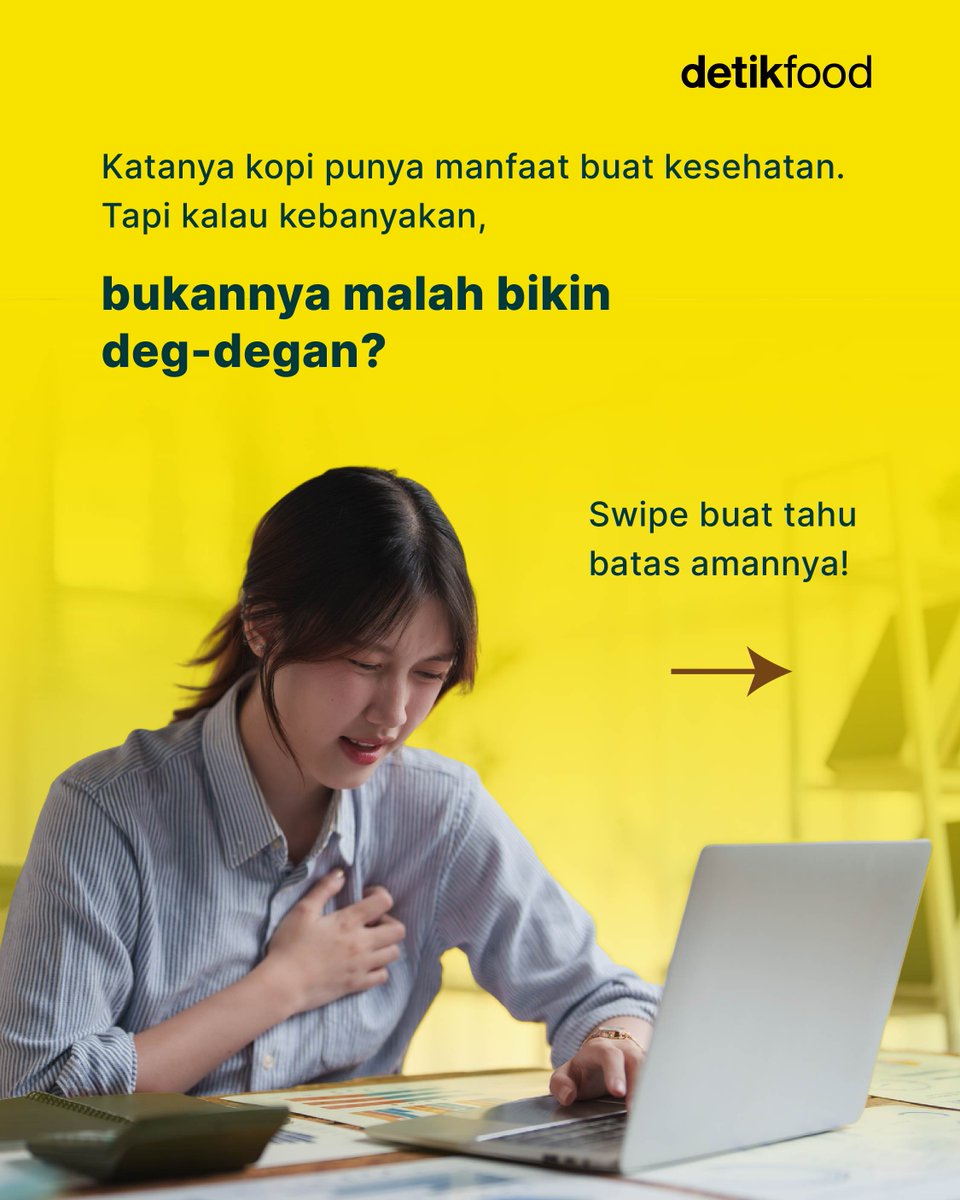 detikfood's tweet photo. Ngopi sehari sampai 5 cangkir, emang masih aman? ☕👀

Ternyata, batas konsumsi kafein untuk kebanyakan orang dewasa bisa sampai 400 mg per hari lho! https://t.co/y82uLaInnk