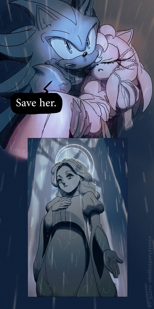 VirginieBl96582's tweet photo. #Shadamytober2026 : "Holy Symbol"
From my Knight x Princess AU. I wrote more on my Patreon but basically when Amy gets mortally injured, Shadow implores his goddess (Maria) to save Amy. She can't - but she'll give Shadow the power to do so himself.
#shadamy https://t.co/NYCAfXJZmJ