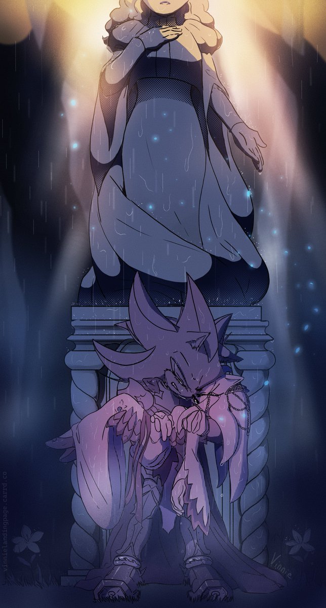 VirginieBl96582's tweet photo. #Shadamytober2026 : "Holy Symbol"
From my Knight x Princess AU. I wrote more on my Patreon but basically when Amy gets mortally injured, Shadow implores his goddess (Maria) to save Amy. She can't - but she'll give Shadow the power to do so himself.
#shadamy https://t.co/NYCAfXJZmJ