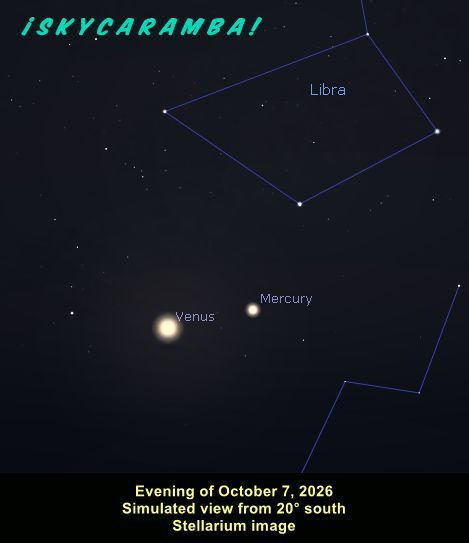 SkyCaramba's tweet photo. Mercury and Venus will appear closest Wednesday evening. https://t.co/3o2G3t7Pt5