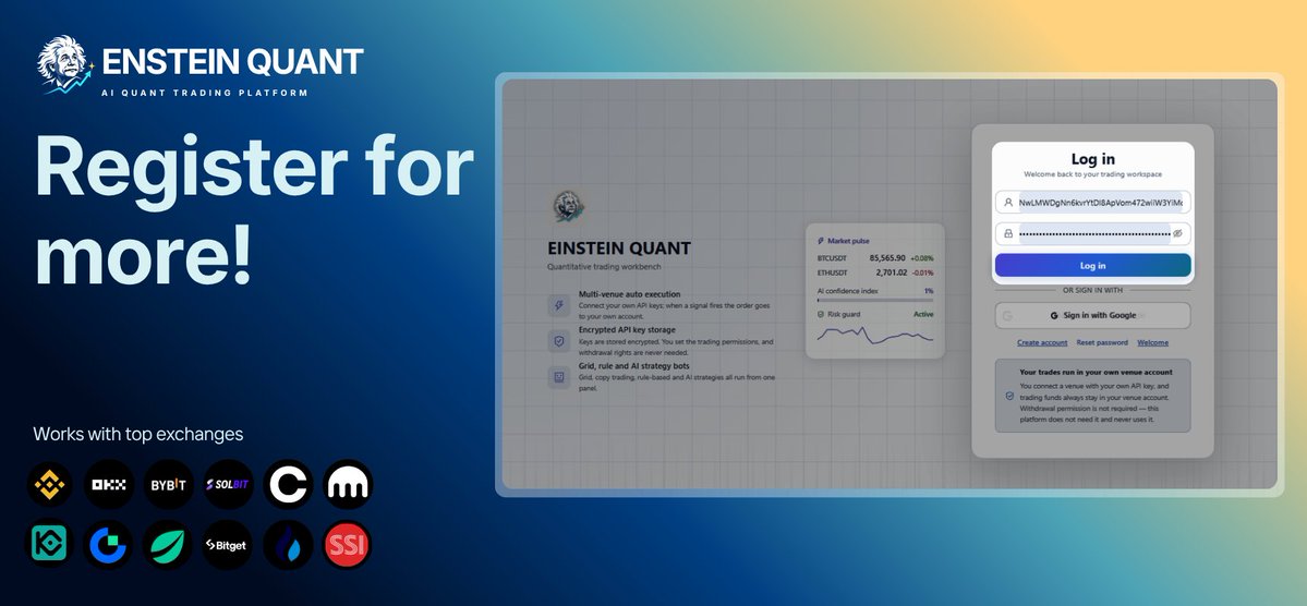 einstein_io's tweet photo. Don’t miss this something special is coming! 👀

Only 160 participants have joined, so your chance to win is still 12%. Join now before more people jump in.

Don’t forget to register your Einstein Quant account. Something even bigger is coming soon!

JOIN NOW https://t.co/8I61R12MfD