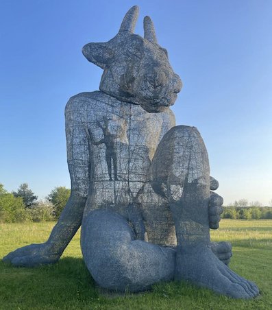 womensart1's tweet photo. Sophie Ryder, Sitting Minotaur, 2020 Galvanised Steel Wire Sculpture #Womensart https://t.co/BfQGmckzJP