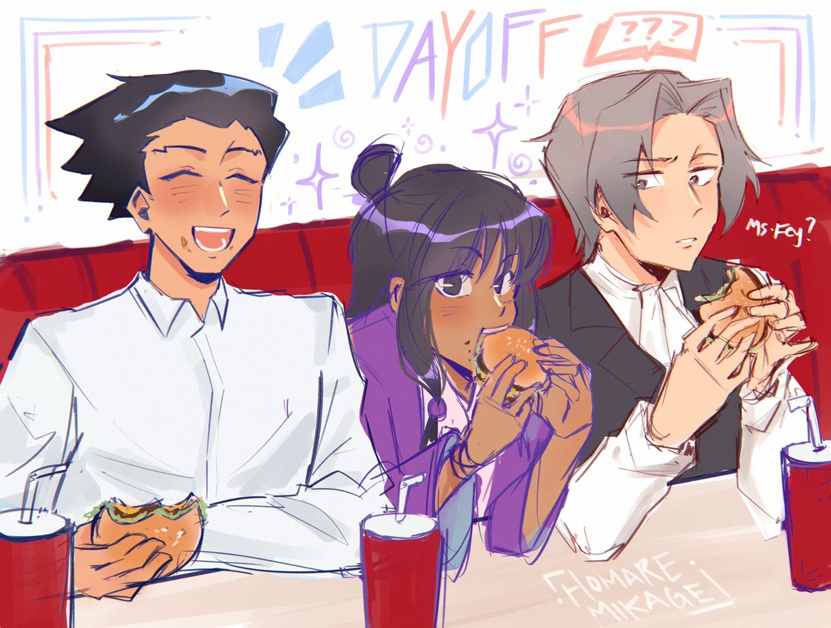 homaremikage's tweet photo. #aceattober26 day 5: day off ! they went out for burgers🍔 https://t.co/UOfr7bb6Ng