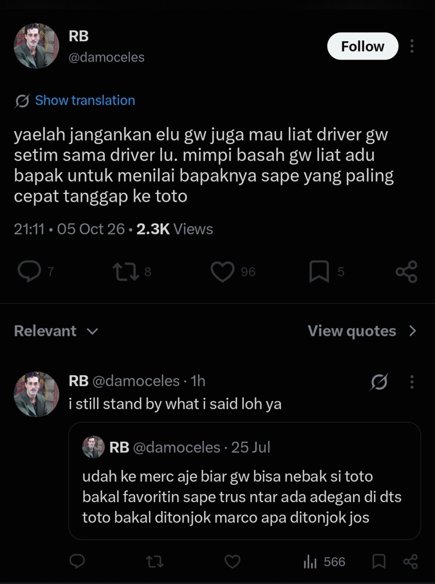 cynaeverse's tweet photo. Jadi max itu driver lu apa bukan si? Udah twt tentang narasi bapak padahal udah berapa kali dibilang fans max lain gimana degrading ini narasi trus kok bisa" rt lu kek gini  @damoceles https://t.co/m5zmluLSQU