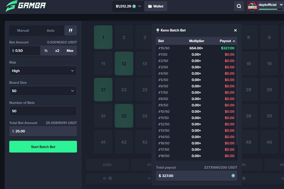 dapt_official's tweet photo. Uhhhh so Batch betting with the New keno is dope as fuck LFGGG @gamba 

Drop gamba usernames
#batchgod #gamba https://t.co/x9QSFbPcrj