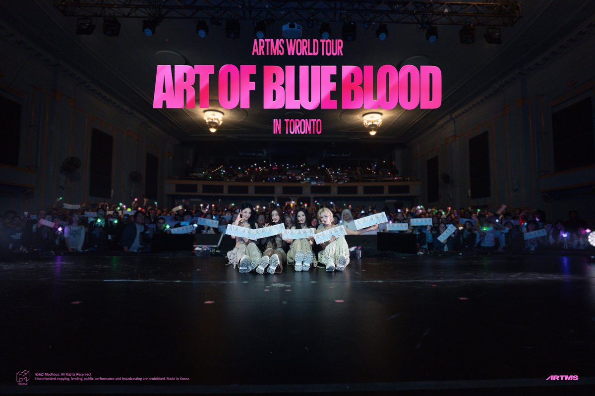 official_artms's tweet photo. Toronto, you made the first night of <Art of BLUE BLOOD> in North America unforgettable! ✨

OURII와 함께 북미 투어의 첫 공연을 성공적으로 마무리할 수 있어 더욱 특별했습니다.  
오늘의 모든 순간이 오래도록 마음속에 행복한 추억으로 남기를 바라요. 💙

It was even more meaningful to begin our North American tour with OURII and successfully wrap up our first show together.  
We hope every moment we shared tonight stays in your hearts as a happy memory. 💙

#ARTMS #아르테미스 #OURII  
#Art_of_BLUEBLOOD