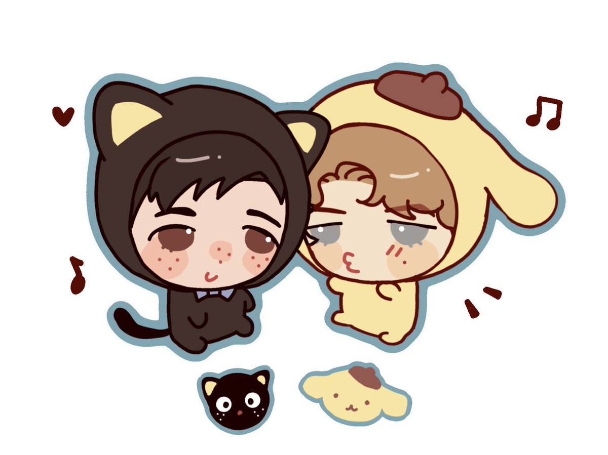behindmoonshade's tweet photo. saw chococat shane and pompompurin ilya on tiktok and they were just too cute not to draw https://t.co/n06uSfVbEM