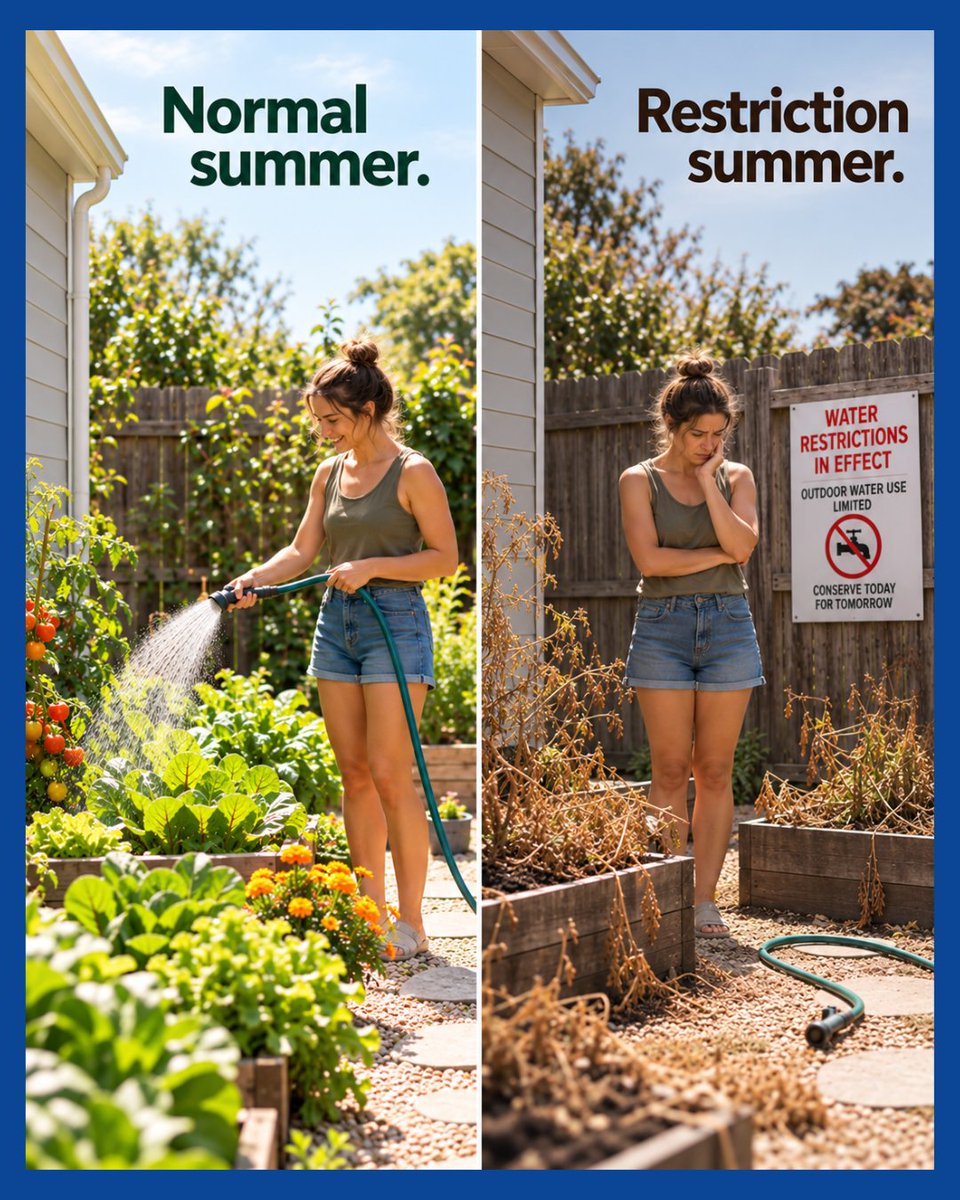 Oziflow's tweet photo. The outdoor routine you built runs on water you don't control.
534 cities. 46 states. Restrictions in place now.
#SaveWaterSaveSpace https://t.co/RfGPDTSypL