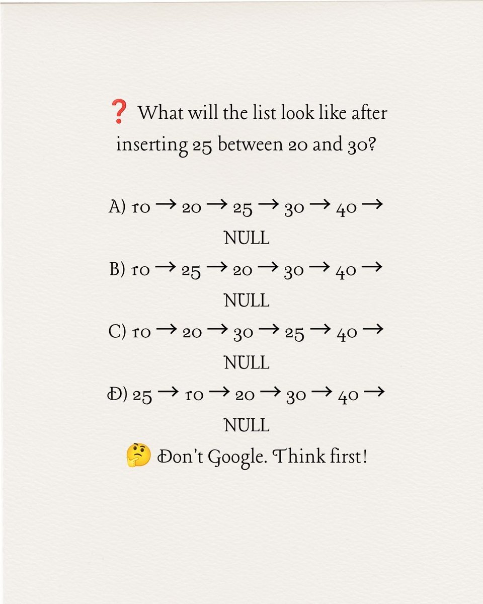 LearnviaNotes's tweet photo. 📚 Want to learn Linked Lists and other CS concepts in a simple way?

👉 Explore Learn VIA Notes:
🌐 https://t.co/MpVcpDzvq2
Learn. Revise. Repeat. 🚀
#LearnVIANotes #LinkedList #DSA #DataStructures #Programming #Coding #ComputerScience #Students #CodingChallenge #DSAChallenge https://t.co/Dax0VbQ6VC