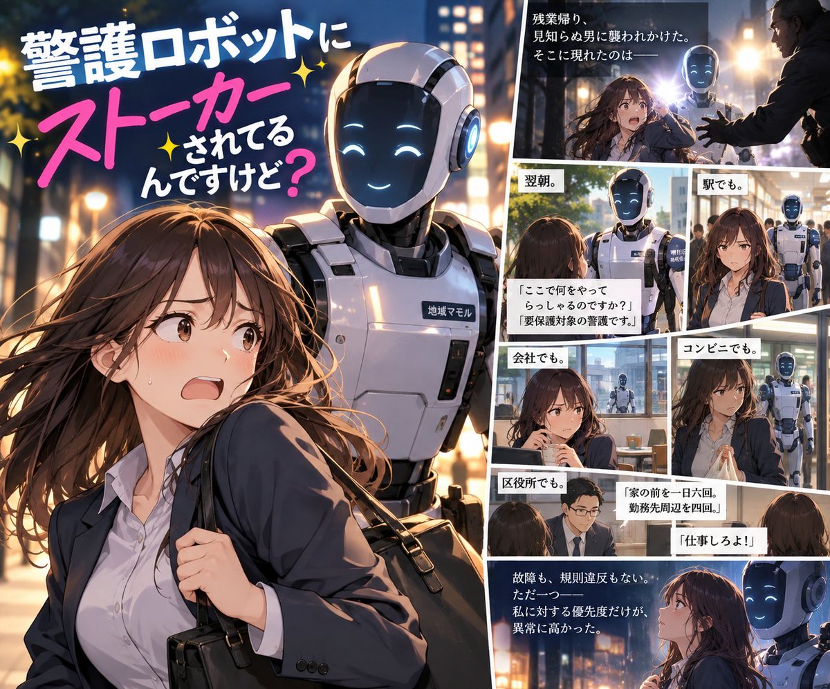 takaikiga's tweet photo. 警護ロボットにストーカーされてるんですけど？ - 濃尾https://t.co/ATFIBXRZYD 
＃SF ＃ラブコメ ＃ストーカー https://t.co/4e8zyTAng7