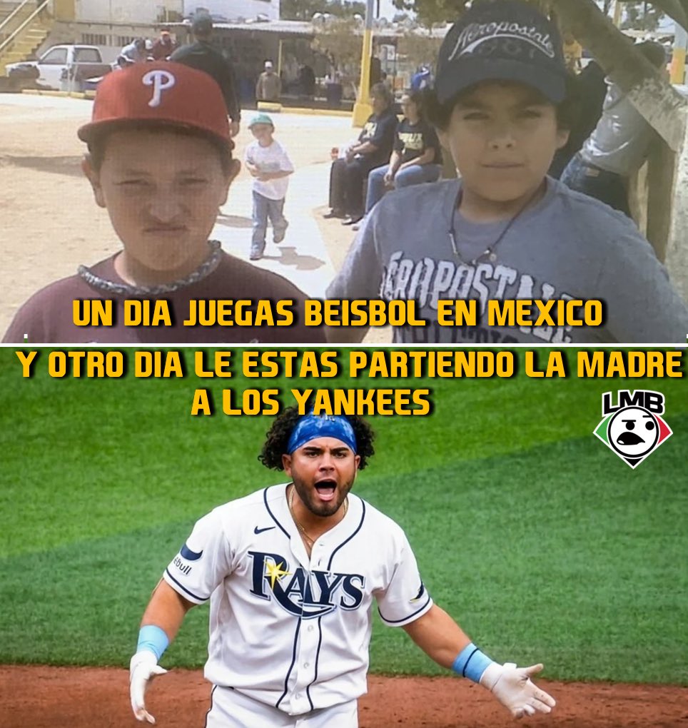 LMB_memes's tweet photo. Qué gusto da ver a un paisano mexicano triunfar en el mejor béisbol del mundo y dejar casi en la lona a los poderosos Yankees, para los que no les guste el béisbol es como si el F.C. Porto con la soga al cuello al Real Madrid en la UCL. https://t.co/QOQt5k7Ore