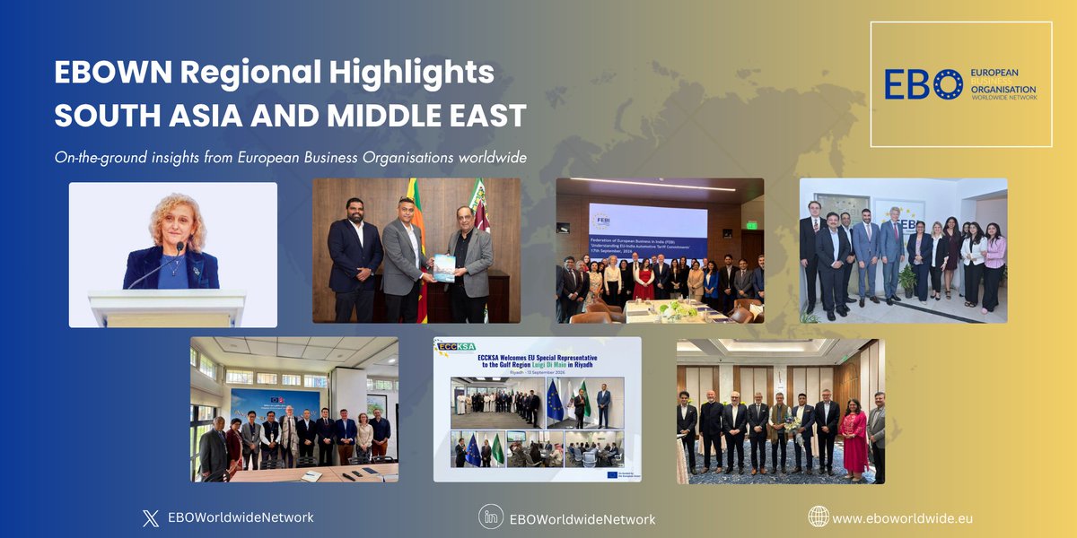 EBOWWN's tweet photo. 🌍 South Asia &amp; Middle East: 🇧🇩 Bangladesh–EU FTA talks advance | 🇮🇳 India–EU trade &amp; automotive opportunities | 🇳🇵 Nepal–EU cooperation | 🇱🇰 Sri Lanka–Europe business engagement | 🇸🇦 EU–Saudi economic dialogue https://t.co/7kifg1ZGEL https://t.co/DQC53D9KkW
