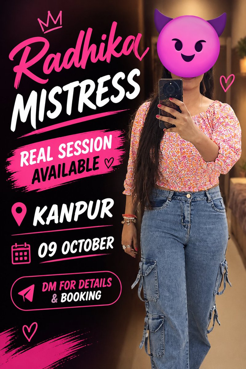 Radhikamistress's tweet photo. DM for booking 
Ab ye last session hai iske baad mai navatari ke baad session du ge . Jise lena hai booking kr lo 09 oct ko 
#femdom #mistress https://t.co/jqIZwCwb4F
