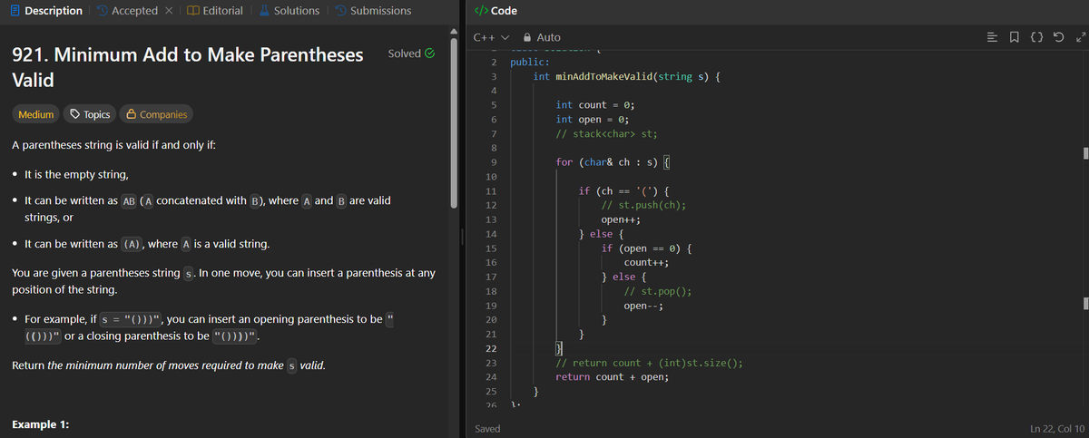 Jatin_lifo82's tweet photo. 🌟Day 619👨💻.
Solve @geeksforgeeks || @LeetCode
POTD Cpp⚡
Question LC. 921. Minimum Add to Make Parentheses Valid Medium✅.
Question GFG. Longest Increasing Path in Matrix Hard.
#geeksforgeeks #leetcode #DSA #POTD
@LeetCode @geeksforgeeks #CPP26 #CodingChallenge https://t.co/zBBFr1uriR