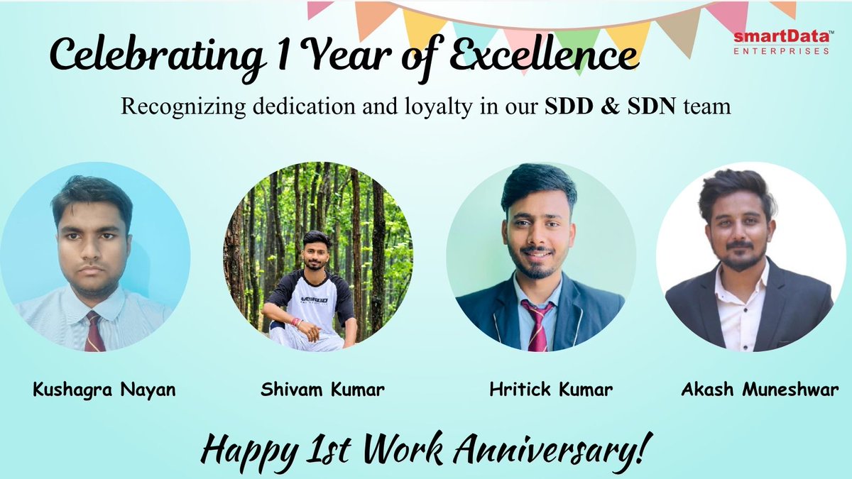 sdeievent's tweet photo. One year in🥳and we're lucky to have you.
Happy 1st work anniversary to our SDM, SDD and SDN teammates. Thanks for everything you've put into smartData this past year🎉
#WorkAnniversary #smartData https://t.co/VZFtLoud3V
