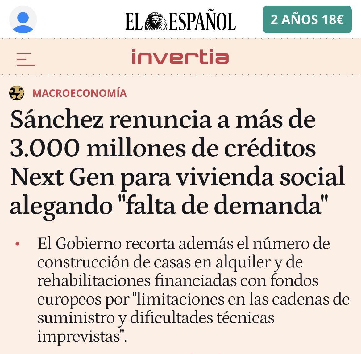 jaimeberenguer's tweet photo. En enero de 2026 el gobierno de Pedro Sánchez renunció a 3.000 millones de los fondos Next Gen para vivienda social alegando “falta de demanda” y recortó la construcción de casas en alquiler.
En la izquierda todo es mentira y manipulación. https://t.co/D2yCuxJaU7
