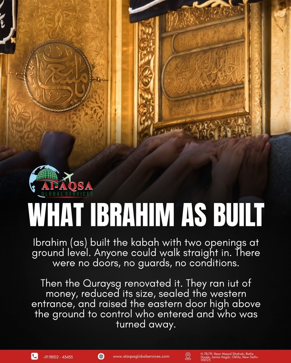 alaqsaglobal's tweet photo. Most people don’t know the Kaaba standing today isn't the one Ibrahim AS built. The Quraysh changed it. The Prophet ﷺ knew, and he wanted to restore it.❤️
.
.
.
.
.
.
.
#AlAqsaGlobalServices #kaabah #makkahmadinah #masjidalharam #ibrahimas #prophetmuhammadﷺ #seerah https://t.co/IekEXLbrQE