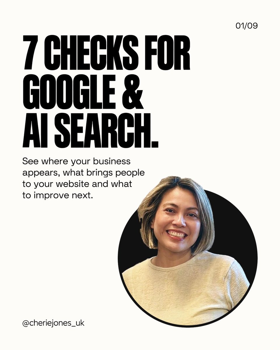 ckandjones's tweet photo. Help more customers find your business on Google and in AI search. More slides- continue in the comments

Get practical checks and a seven-day action plan. Reply PLAYBOOK for your free copy. https://t.co/NnMWC2rZMa