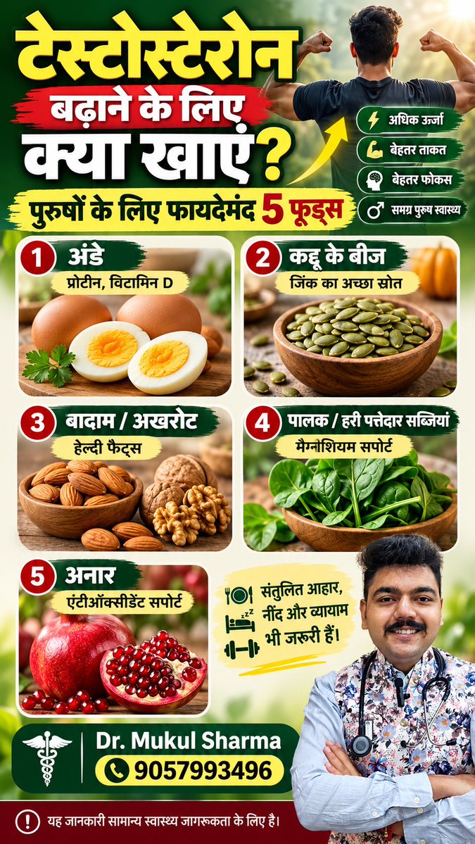 talks_dr's tweet photo. Testosterone बढ़ाने के ल���ए क्या खाएं? पुरुषों के लिए 5 Healthy Foods | Testosterone Diet in Hindi
#Testosterone #TestosteroneMensHealth #TestosteroneDiet #Testosteroneviraltrending #DrMukulSharmaTestosterone https://t.co/o4CNrJYO9g