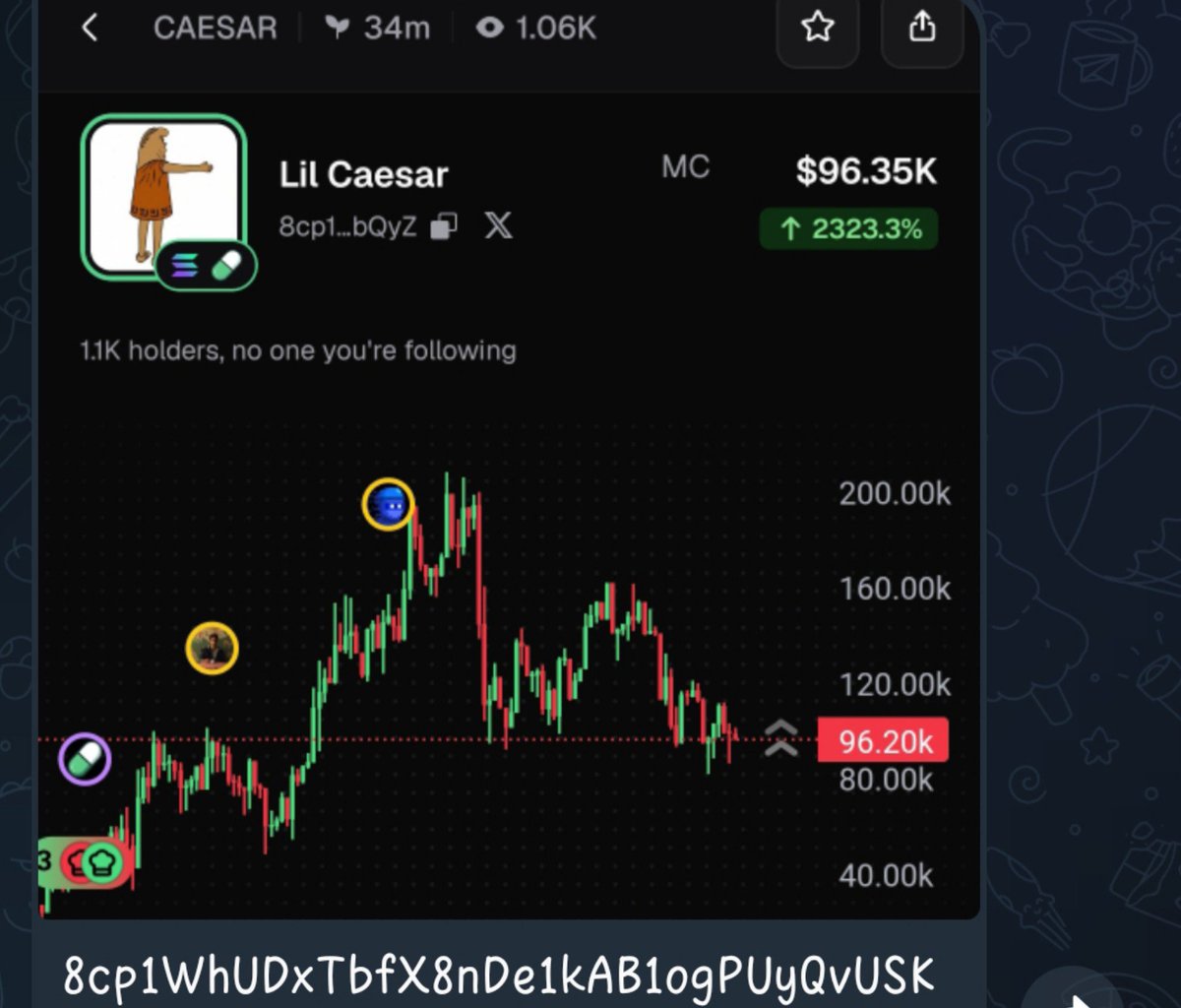 Raghavak0nSol's tweet photo. $CAESAR 

MCAP: $98K

CA:
8cp1WhUDxTbfX8nDe1kAB1ogPUyQvUSKgzFz365LbQyZ

#SOL
#CAESAR https://t.co/6ay5H45XGK