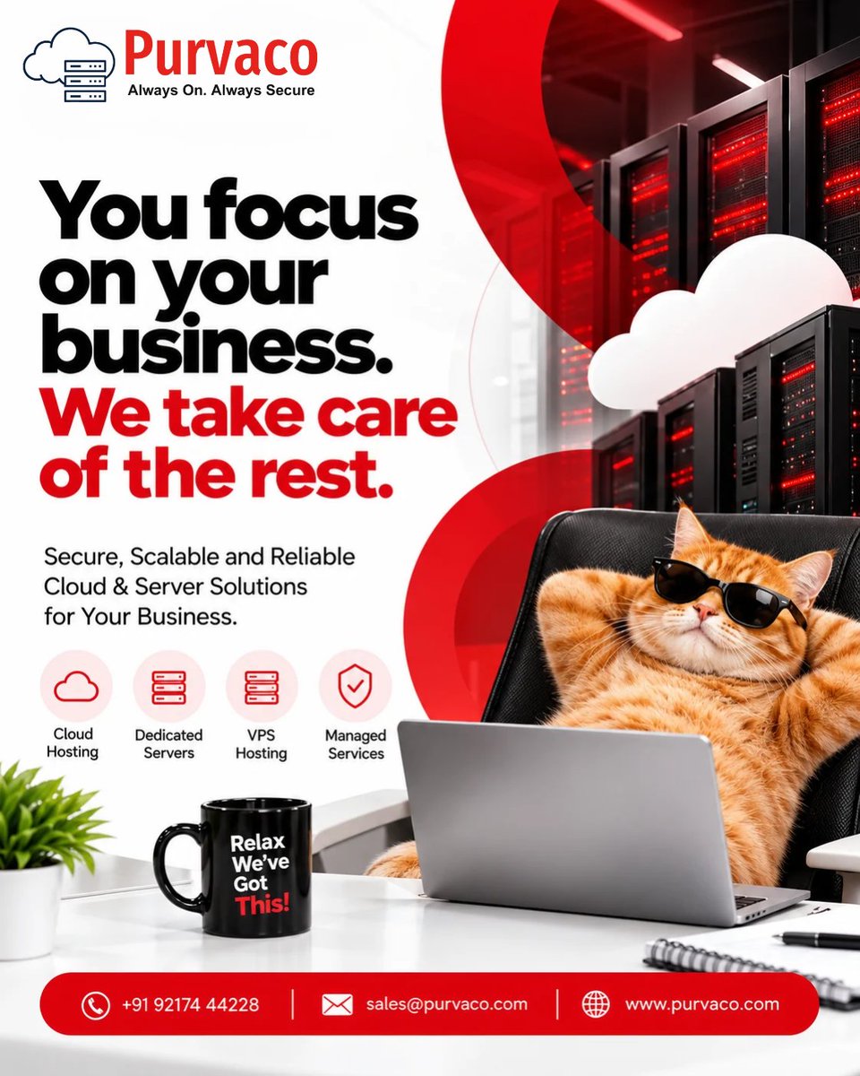 purvaco's tweet photo. Your business deserves infrastructure that simply works.

#Purvaco #CloudHosting #DedicatedServers #VPSHosting #ManagedServices #CloudComputing #ServerHosting #ITInfrastructure #DataCenter #CloudSolutions #BusinessIT #HostingSolutions #IndiaCloud #ManagedHosting https://t.co/c3xOF2CBZ9