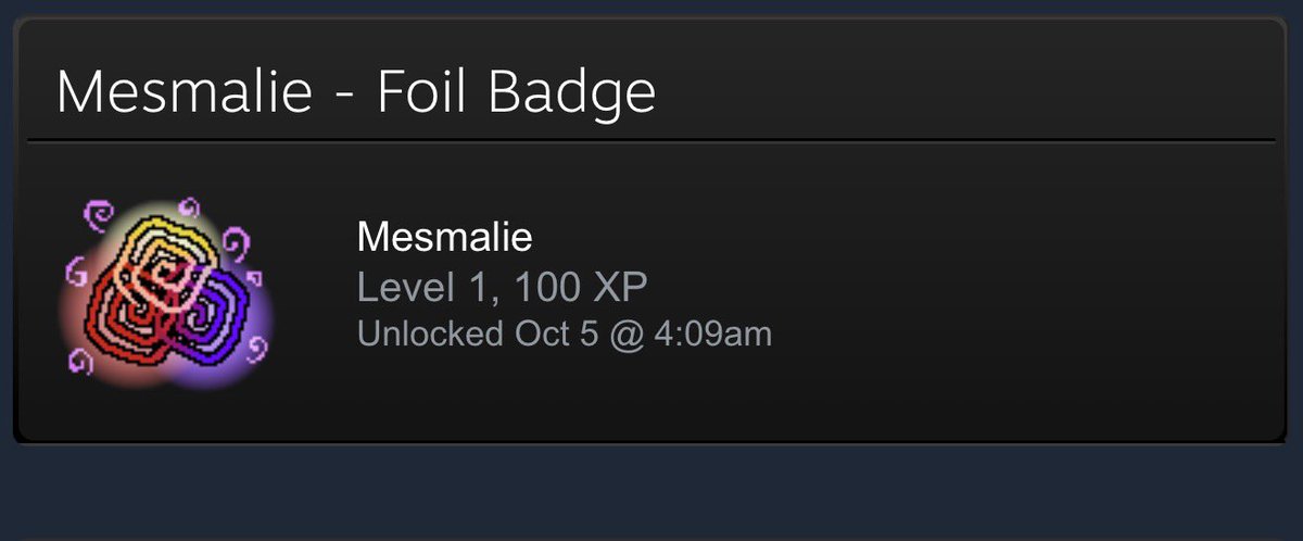 Goat_guy_'s tweet photo. Idk if im the first to get it, but i got the foil badge.

#Mesmalie https://t.co/ZPBWZSRP1D