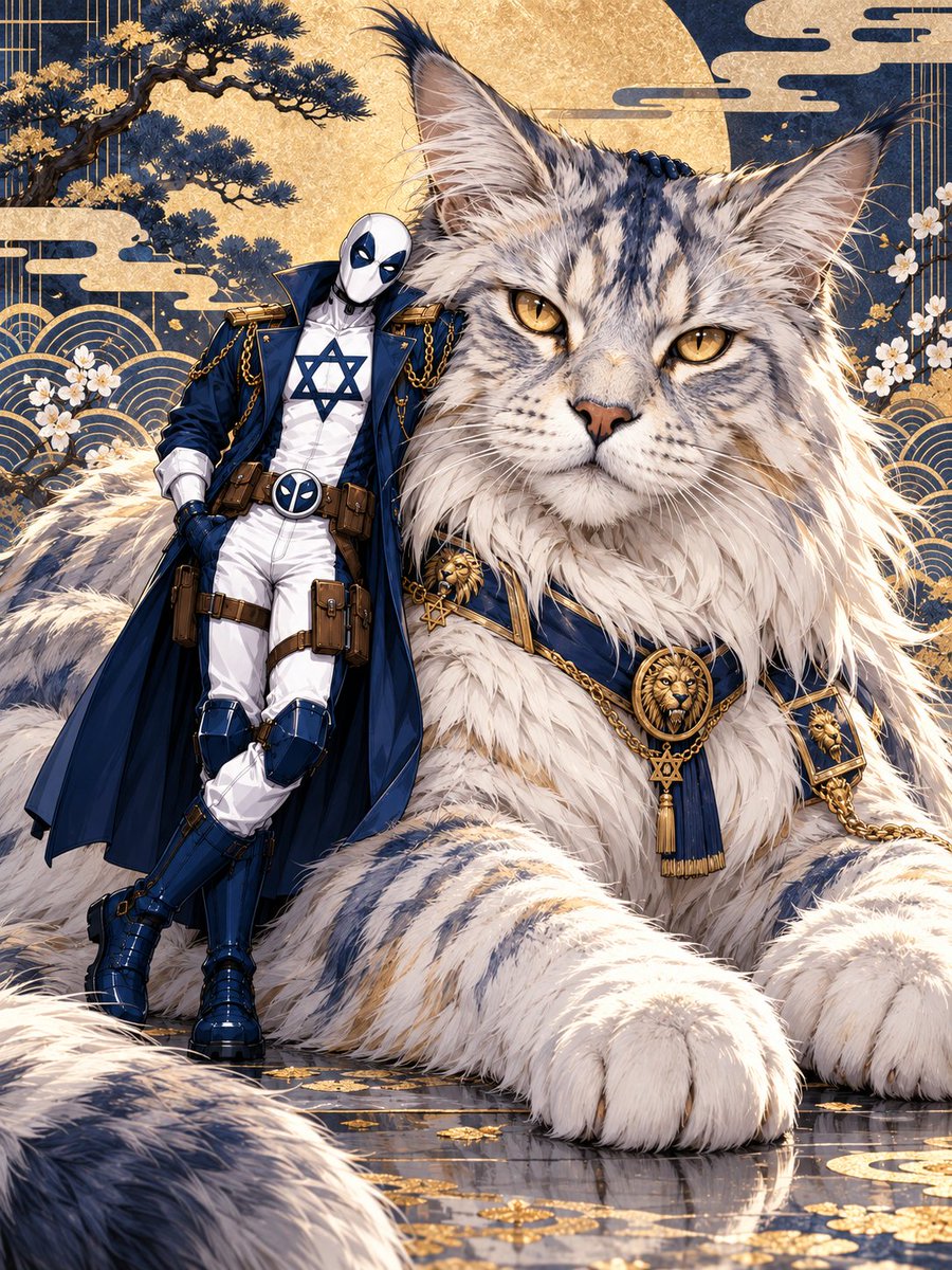 LowAngleMuse's tweet photo. #プロンプト配布 #うちの子巨大猫

あなたのOCにも、
「自分だけの超巨大猫」がいたら��—
ちょっと見てみたくなりませんか？🐈

今回配布するプロンプトはこちらです。

「参考OCの特徴・配色・配飾・気質をもとに、ランダムな実在猫種の超巨大で写実的な猫を組み合わせる。猫の毛色や身につけた装飾は、キャラクターに自然に呼応させる。OCはスケール参照として猫に親しげに寄り添い、猫はカメラをまっすぐ見つめる。全身構図。背景には浮世絵風の文様を控えめに取り入れ、主題を邪魔しない。全体は静かで抑制の効いた、ファッショナブルでシュールレアリスティックな雰囲気。3:4。」

超巨大な猫と寄り添うだけで、
それぞれのOCらしい空気感が自然に生まれるのが面白いところです。

OCが変われば、
猫の品種や雰囲気、
そして二人の距離感までちゃんと変わるのも魅力です。

今回は
きらりあ・ネオン（@akakageAI）
Jewpool (Dantel Bloodborne)（@DantaroDanstar）
VOLT（@voltchaosvt）
の皆さんにもご一緒いただきました✨

ぜひ気軽に使ってみてください！
皆さんのうちの子は、
どんな超巨大猫と出会うのでしょうか？
