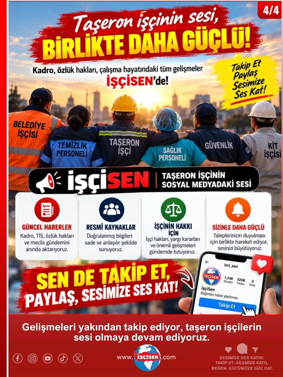iscisenn's tweet photo. TAŞERON İŞÇİYE KADRO TEKLİFİ MECLİS’TE!
2018’de kapsam dışında kalan taşeron işçiler için yeni kadro teklifi T
⚠️ Henüz yasalaşmadı. Gözler Meclis ve Çalışma Bakanlığı’nda!
📢 Taşeronun sesi duyulsun! Takip et, paylaş, sesimize ses kat.
#taşeron #kadro #işçihakları #TBMM #gündem https://t.co/B7z9sRg0B3