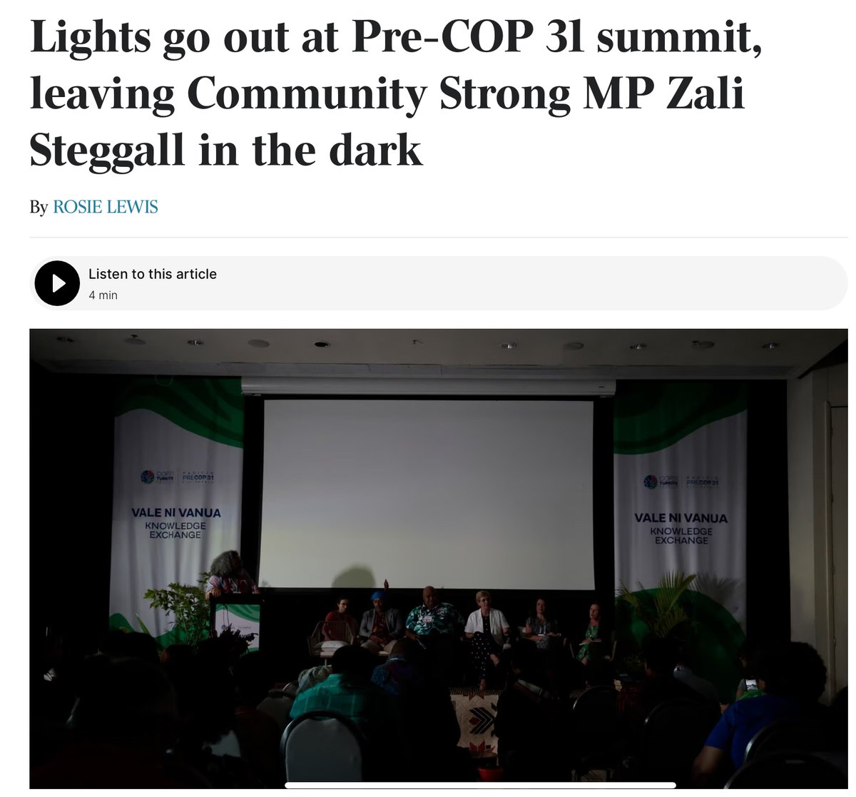 craigkellyAFEE's tweet photo. You couldn’t make this up.

A Blackout at Bowen’s tropical climate junket. 

Everything Blackout Bowen touches is destined to end in disaster. https://t.co/hIrddMIPMU