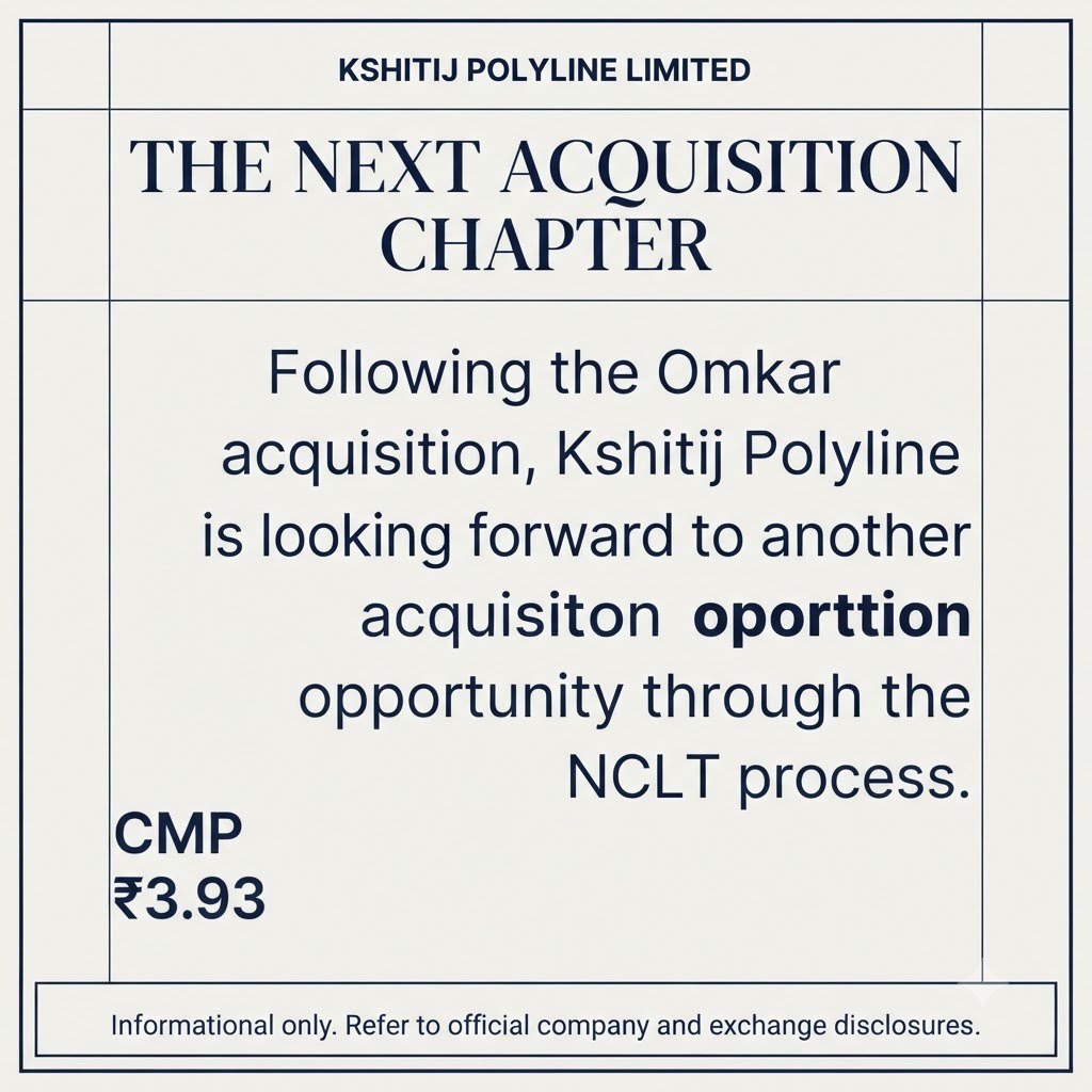 _ShivaM9's tweet photo. Kshitij Polyline CMP ₹3.93 — discussion ka center: Omkar NCLT acquisition, relisting trigger, recycling plant land, plastics business, debt repayment. #Multibagger_Nse_Stock https://t.co/0eK8n4mpqF