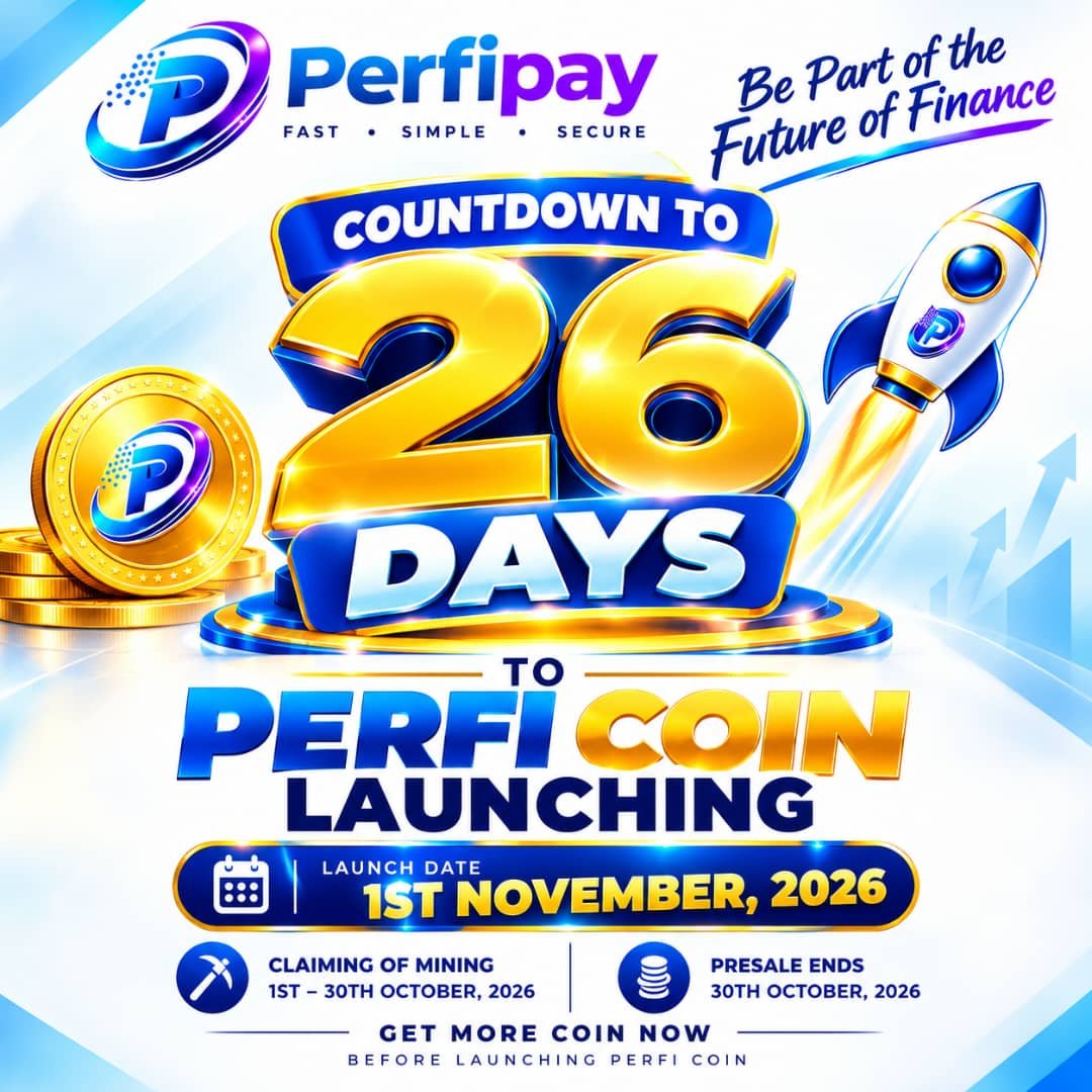 OladimejiElija4's tweet photo. π 26 DAYS TO PERFI COIN LAUNCH! π₯
π
1st November 2026
βοΈ Keep claiming β’ π Keep buying PERFI
π± App: https://t.co/fB6Y9AV1Zf
#PERFI #Perfipay https://t.co/eX41RVXtMr