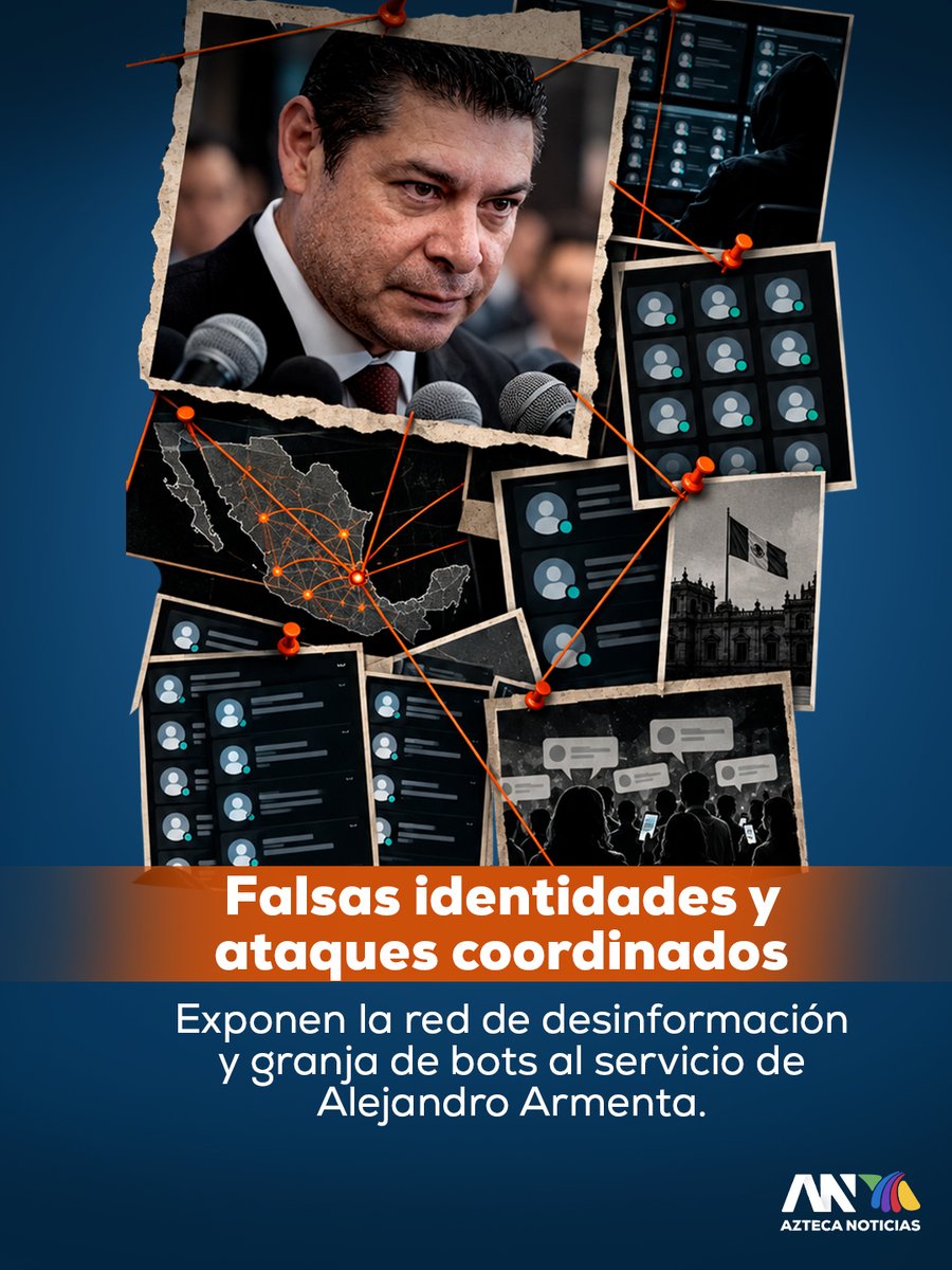 AztecaNoticias's tweet photo. 🚨🔍 Se revela la estructura de ataques coordinados y bots al servicio del poder en #Puebla
La Unidad de Investigación de Azteca Noticias #UIAN reveló que la empresa Concentra BPO opera una sofisticada granja de bots y red de guerra sucia para manipular la conversación a favor del gobernador Alejandro Armenta (@armentapuebla_)
🧵1/3